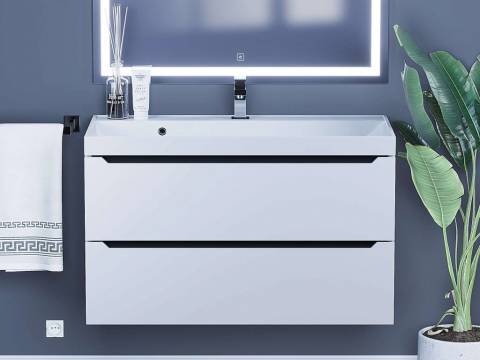 Тумба с раковиной Uperwood Tanos матовая белая/графит 90 см