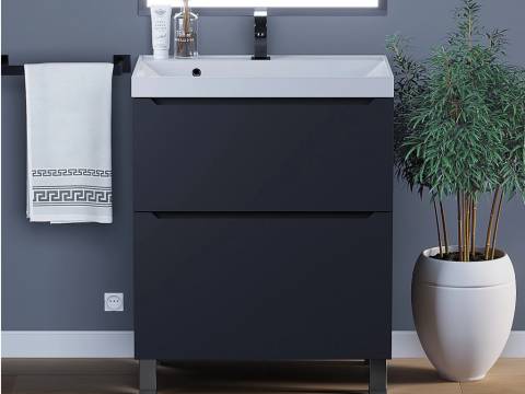 Тумба с раковиной Uperwood Tanos 2 ящика напольная 70 см черная