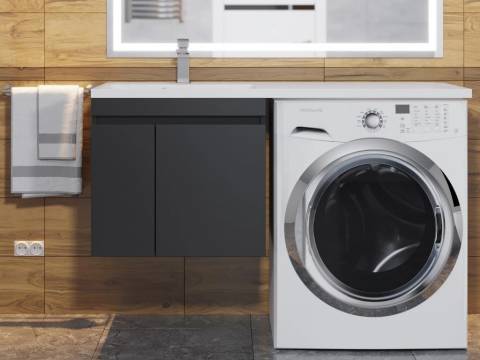 Тумба с раковиной Uperwood Magenta 60-120 см подвесная черная с дверцами левая