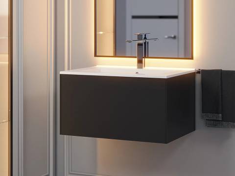 Тумба с раковиной Uperwood Parma Premium черная 65 см