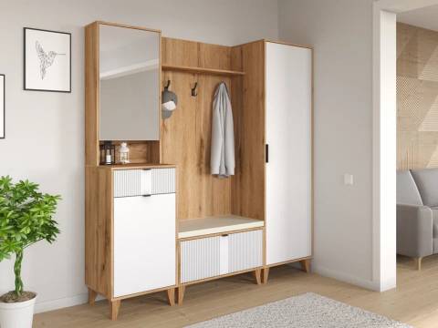 Прихожая Лаура Дуб вотан/Белый шагрень