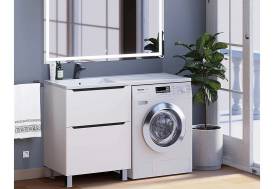 Тумба под стиральную машину Uperwood Tanos 60 см, напольная, 2 ящика, белая/графит