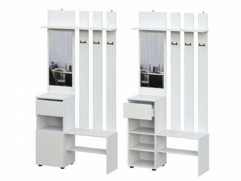 Вешалка с зеркалом Денвер Белый