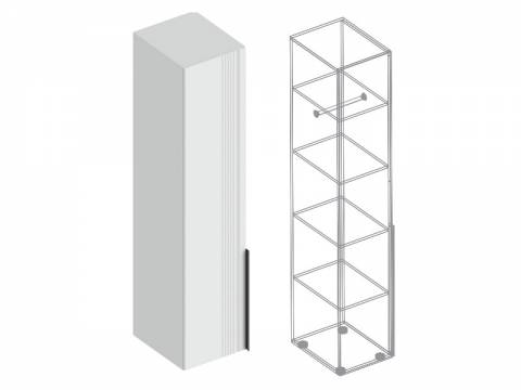 Пенал с полками Вита белый лофт